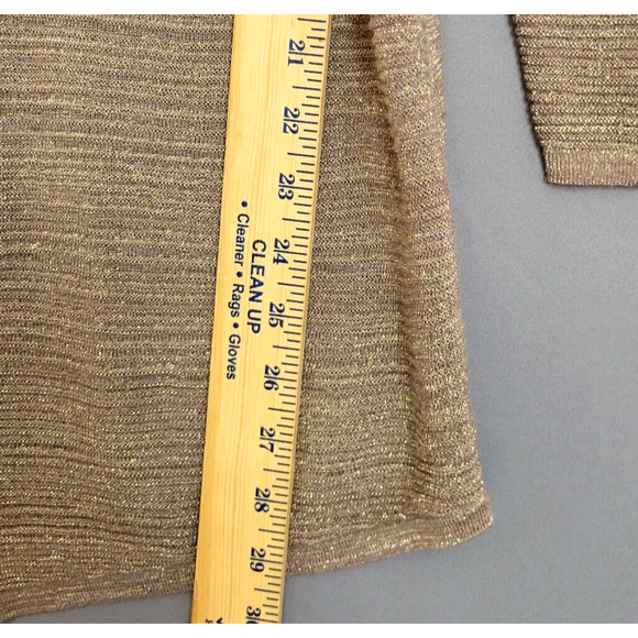 Chicos Easy Wear Shimmer Knit Top Womens 2 (US Size M) Pink Tan Asymmetrical Hem - Picture 7 of 12
